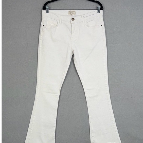 Current/Elliott Denim - Current Elliott Jeans Womens 29 White The Flip Flop Mid Rise Flare Frayed Hem